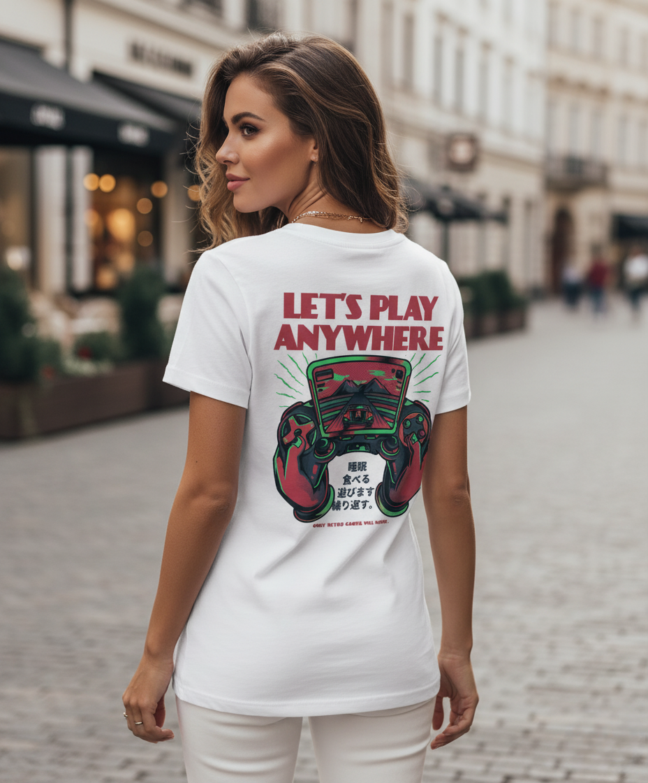 Tee-shirt streetwear  femme "Let's Play Anywhere"