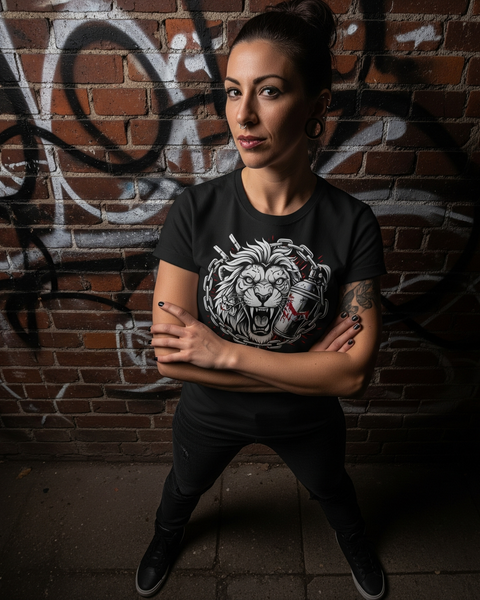 Tee-Shirt Streetwear Femme -Lion Graffiti-