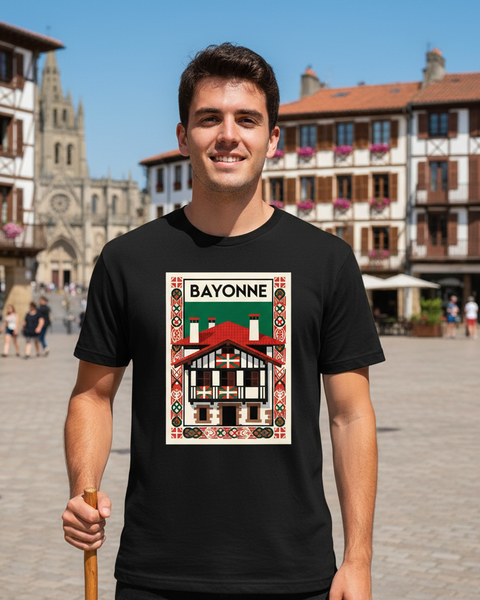 T Shirt Homme Bayonne – Maison Basque Traditionnelle