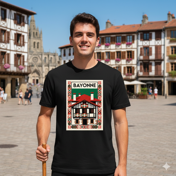 T Shirt Homme Bayonne – Maison Basque Traditionnelle