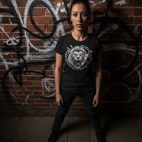 Tee-Shirt Streetwear Femme -Lion Graffiti-