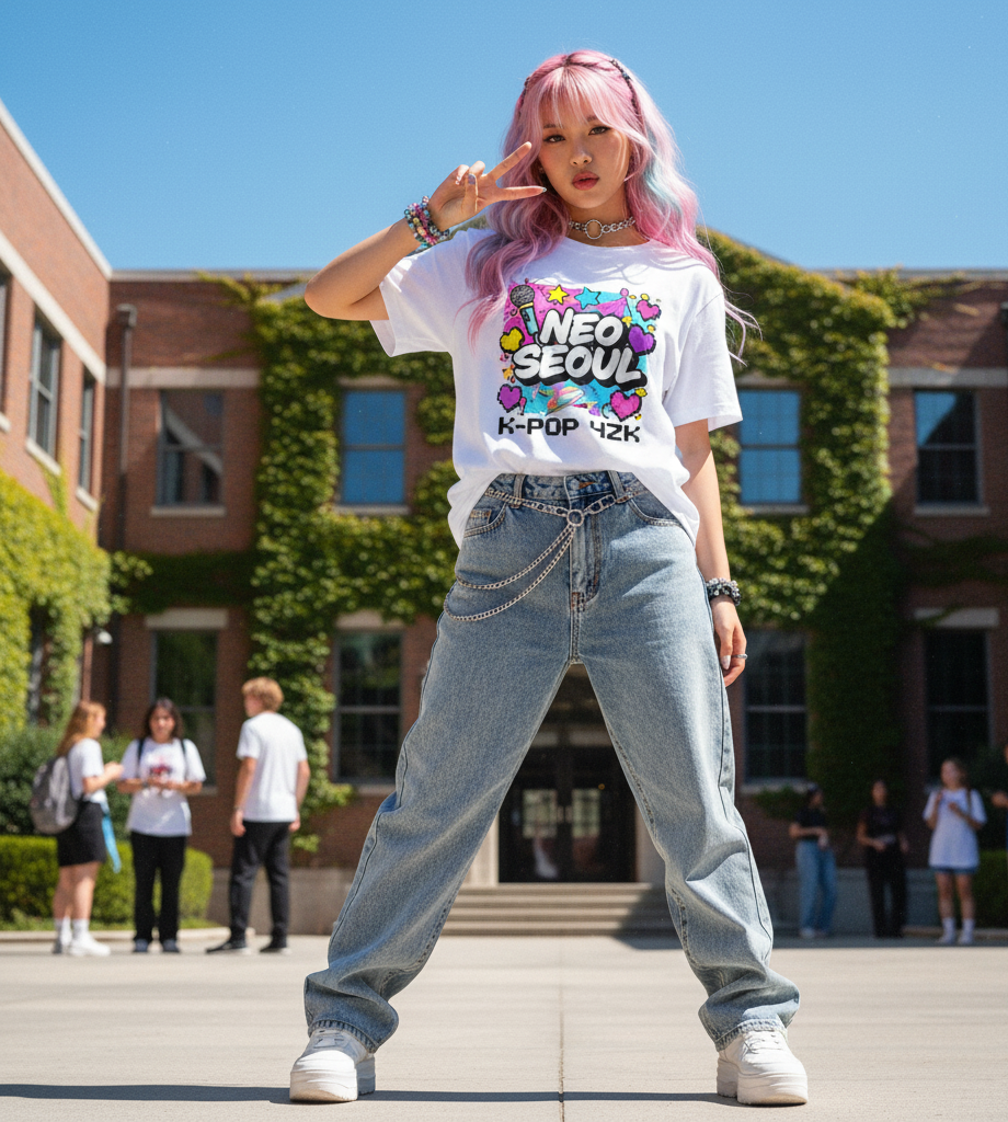 Tee-Shirt Streetwear Ado Fille - Neo Seoul K-POP Y2K -