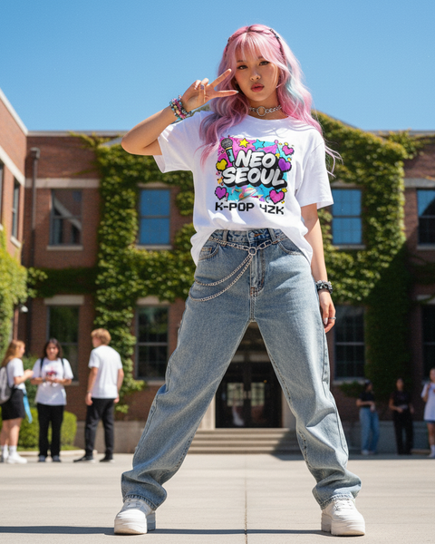 Tee-Shirt Streetwear Ado Fille - Neo Seoul K-POP Y2K -
