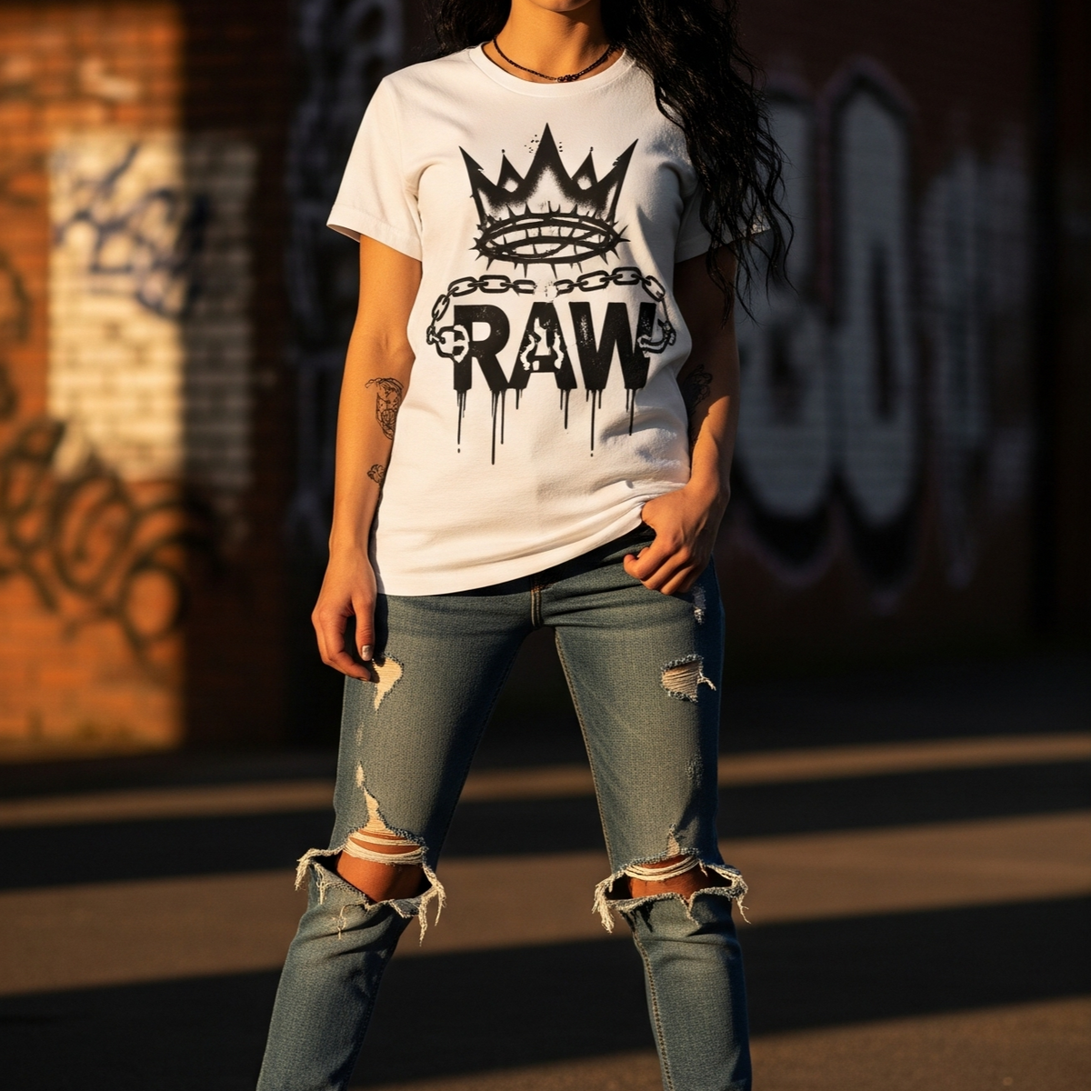 Tee-Shirt Streetwear Femme -RAW Crown-