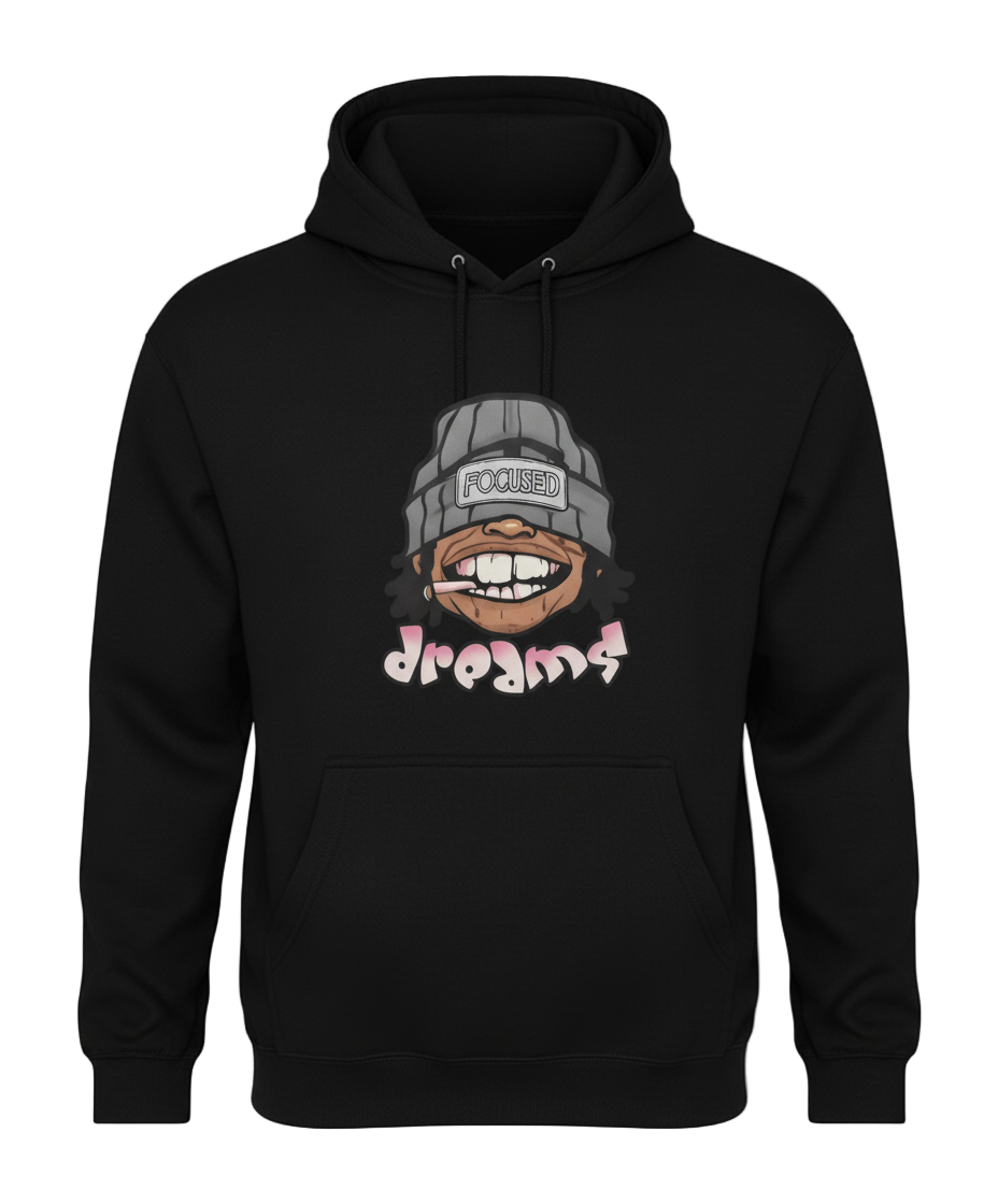 Sweat à Capuche Streetwear Homme "FOCUSED DREAMS" - Hoodie Urban Noir