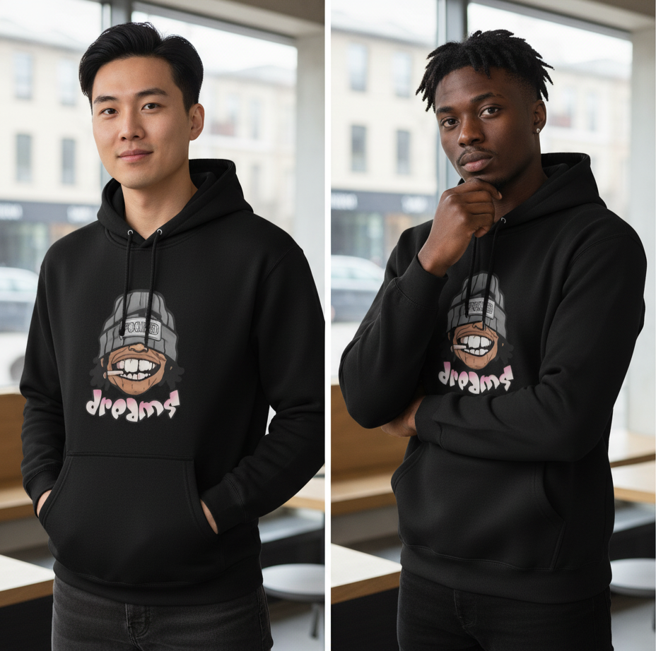 Sweat à Capuche Streetwear Homme "FOCUSED DREAMS" - Hoodie Urban Noir