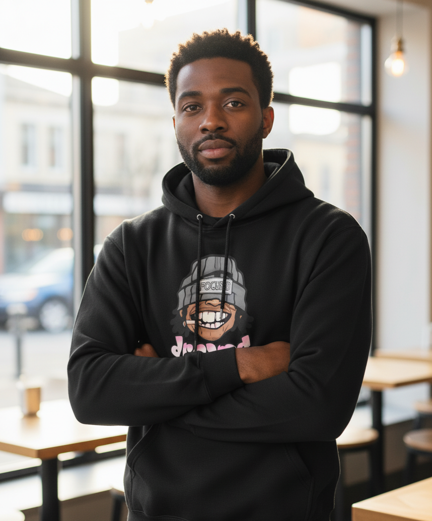 Sweat à Capuche Streetwear Homme "FOCUSED DREAMS" - Hoodie Urban Noir