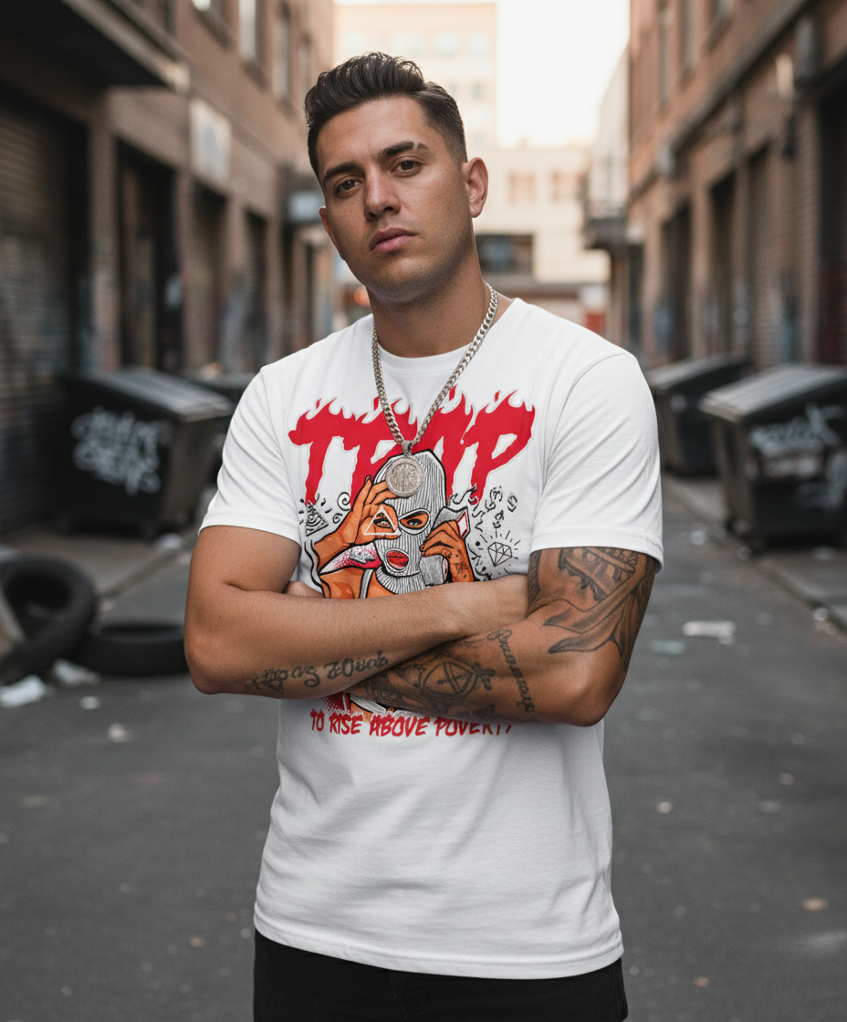 T-shirt Street Wear Homme TRAP To Rise Above Poverty