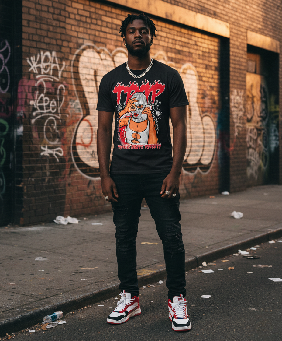 T-shirt Street Wear Homme TRAP To Rise Above Poverty