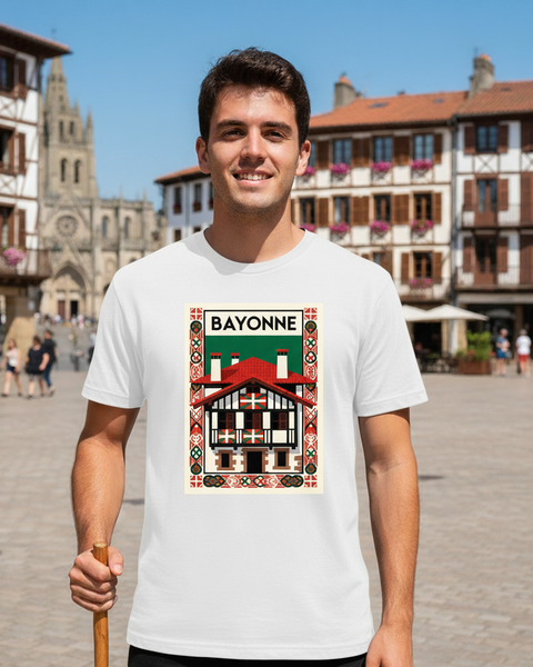 T Shirt Homme Bayonne – Maison Basque Traditionnelle