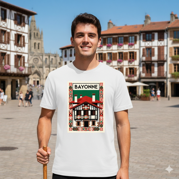 T Shirt Homme Bayonne – Maison Basque Traditionnelle