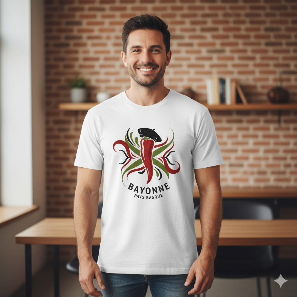 T Shirt Homme Bayonne – Pays Basque Traditionnel