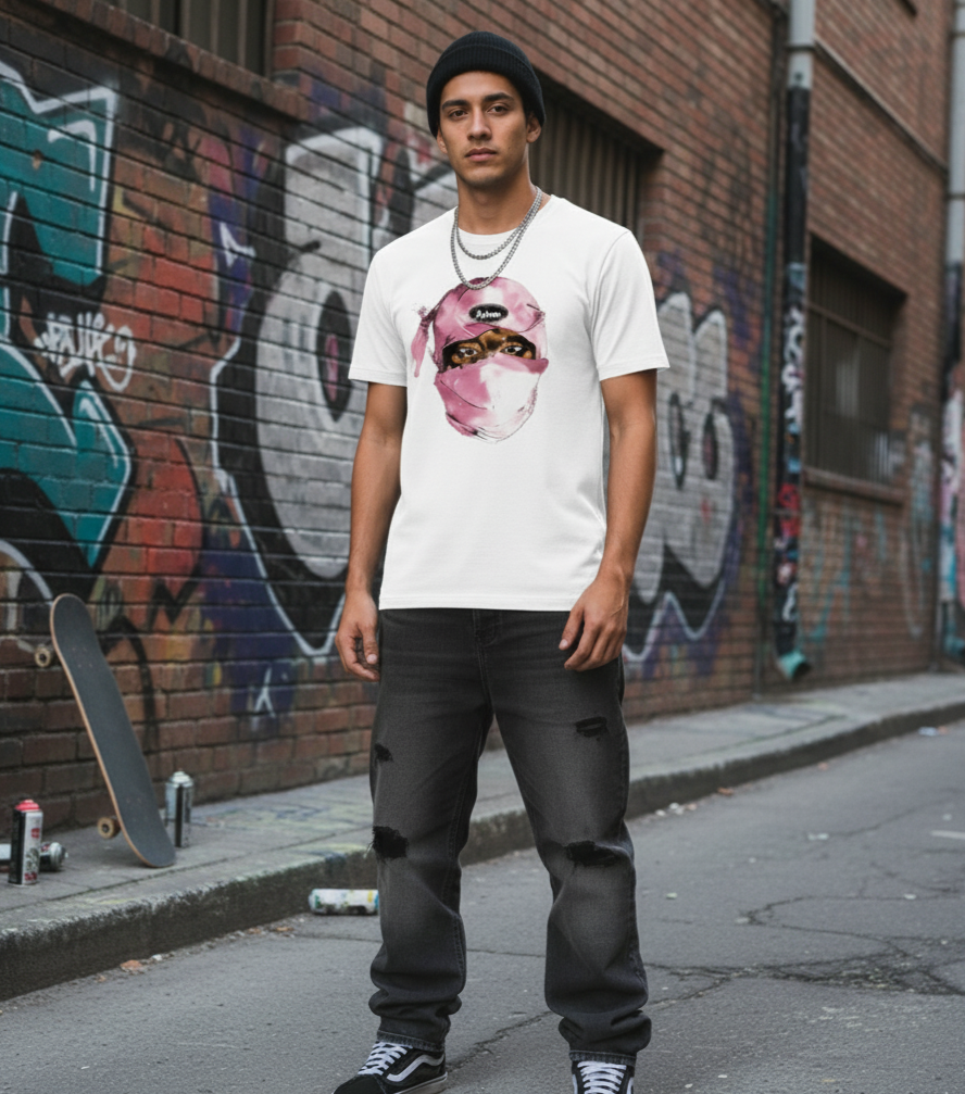 T Shirt Streetwear Homme – Masque Urbain Rose