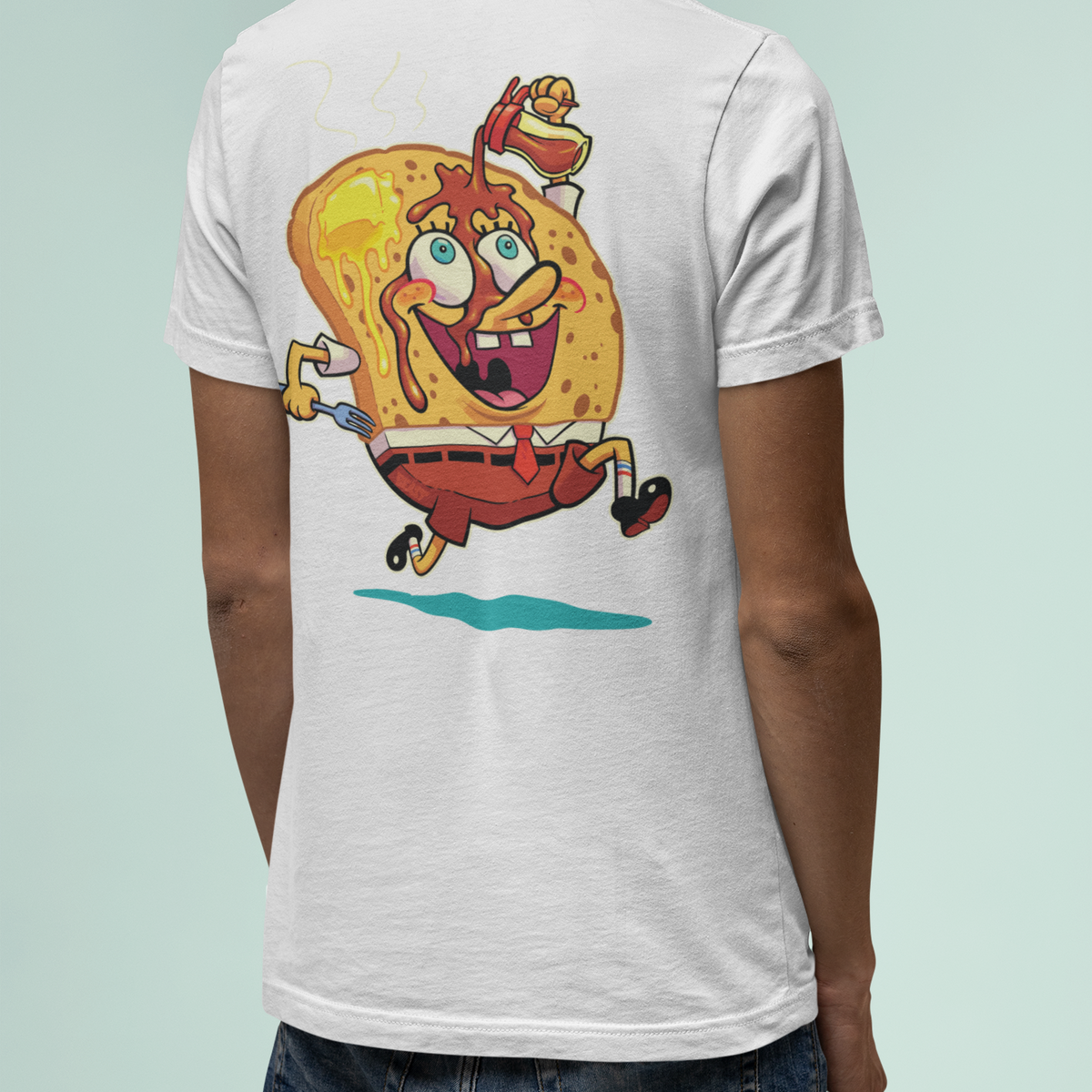 Tee Shirt Streetwear Homme Blanc - SpongeBob Toast