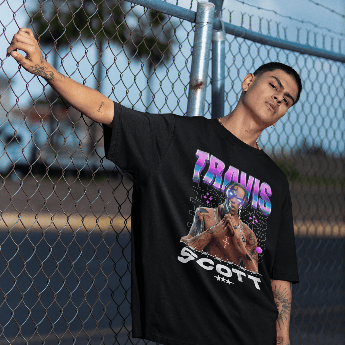 Tee Shirt Streetwear Homme Noir – Travis Scott Fortnite