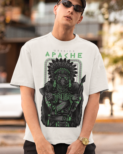 Tee shirt streetwear homme Blanc Warrior APACHE