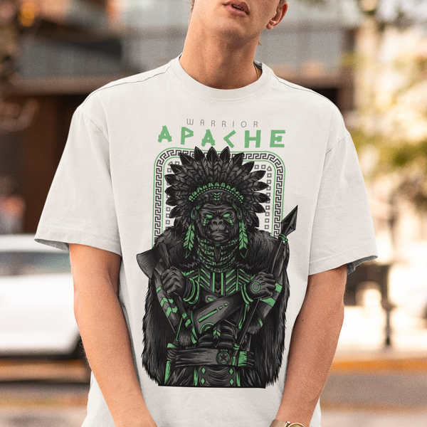 Tee shirt streetwear homme Blanc Warrior APACHE