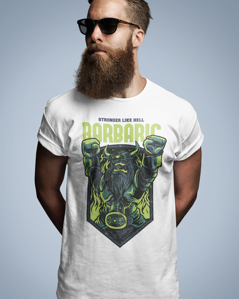 Tee shirt streetwear homme Viking Stronger Like Hell Barbaric