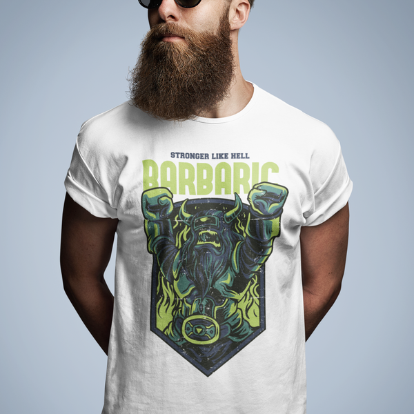Tee shirt streetwear homme Viking Stronger Like Hell Barbaric
