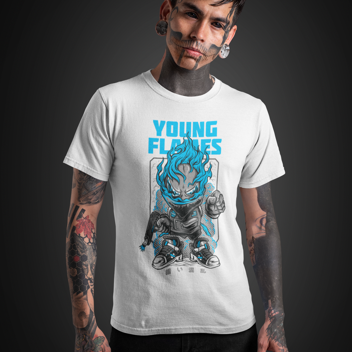 Tee-shirt streetwear homme YOUNG FLAMES – Mode urbaine tendance