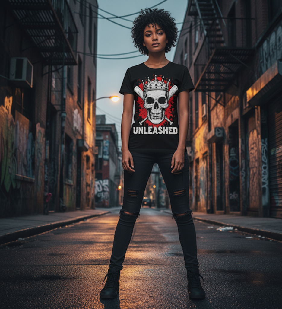 Tee-Shirt Streetwear Femme -Unleashed Skull-
