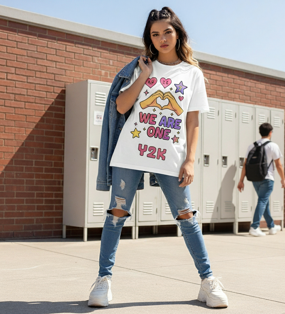 Tee-Shirt Streetwear Ado Fille - We Are One Y2K -