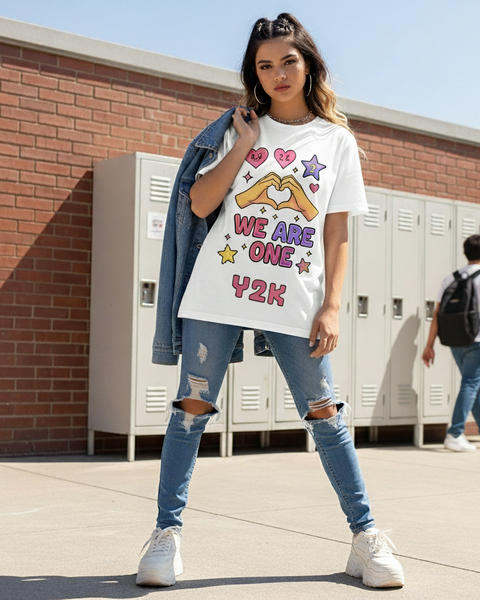 Tee-Shirt Streetwear Ado Fille - We Are One Y2K -