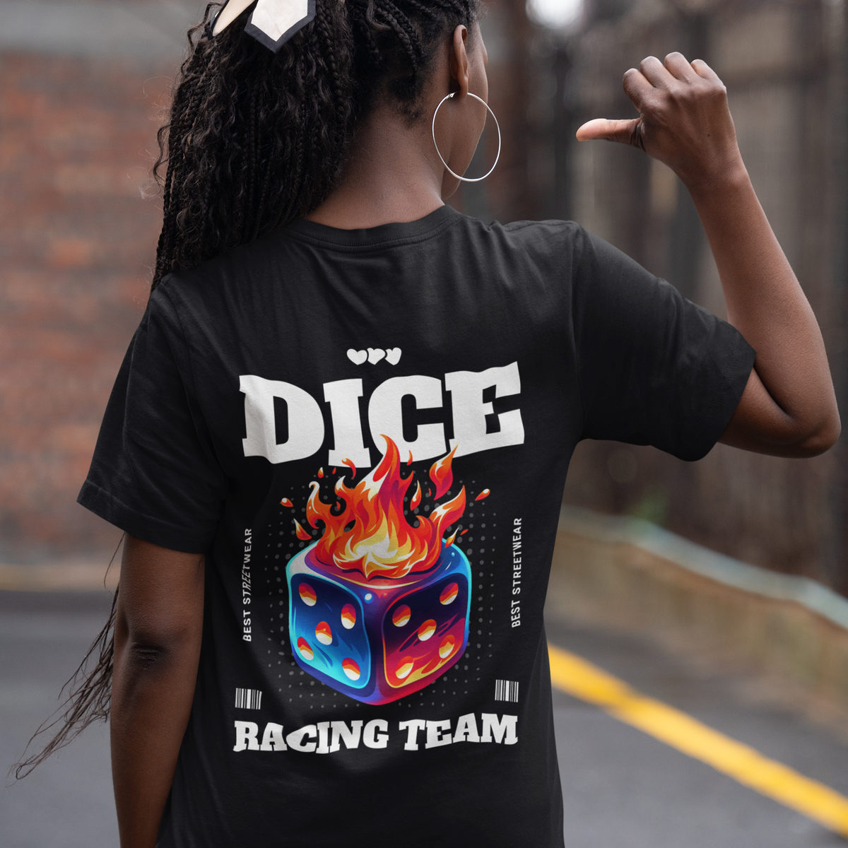 Tee-Shirt Streetwear Femme DICE RACING TEAM