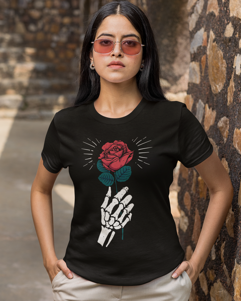 Tee-Shirt Streetwear Femme Rose Éternelle