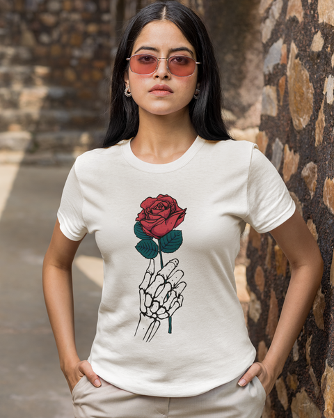 Tee-Shirt Streetwear Femme Rose Éternelle