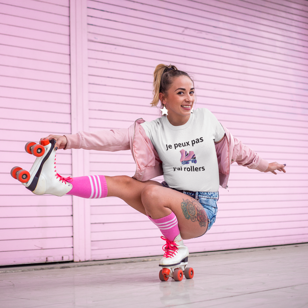 Tee shirt femme je peux pas j'ai rollers