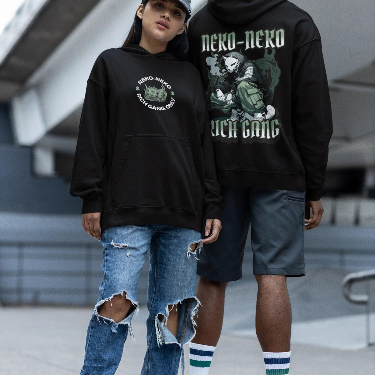 Sweat a capuche unisexe noir – Neko Rich Gang Only