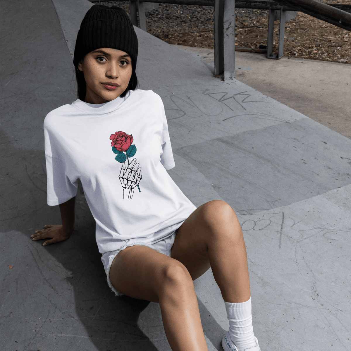 Tee Shirt Streetwear Femme Rose Éternelle