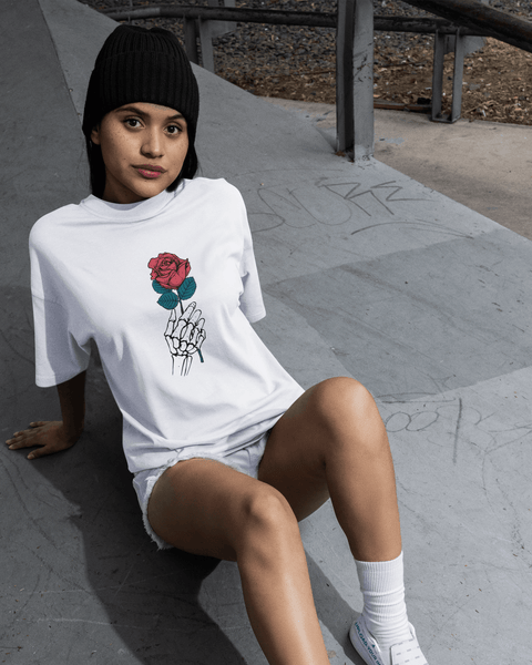 Tee Shirt Streetwear Femme Rose Éternelle