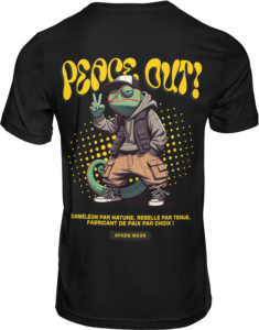 Tee Shirt Homme - Caméléon Peace Out