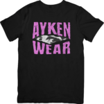 Tee Shirt Homme Femme- Motif Ayken Wear rose noir